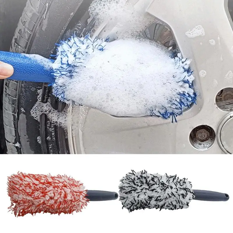 

Plush Auto Wheel Brushes Microfiber Long Handle Tire Cleaner Soft Washing Scrub Supplies Maintenance Cleaning Accessories