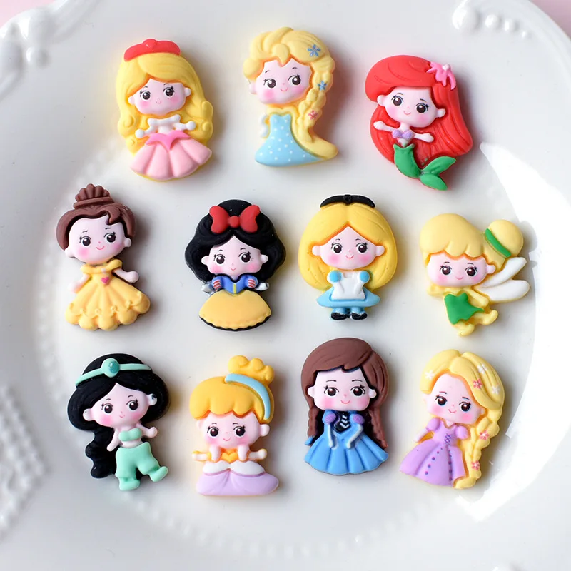 

3 Pcs Resin Lovely Mini Kawaii Cartoon Princess Series Resin Scrapbook Diy Jewellery Hairpin Accessories Decorate Craft