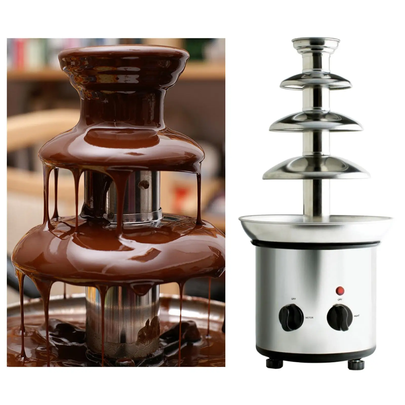 Stainless Steel Chocolate Fountain 4Layers Chocolate Melter With Heating Fondue Machine DIY Waterfall for Party