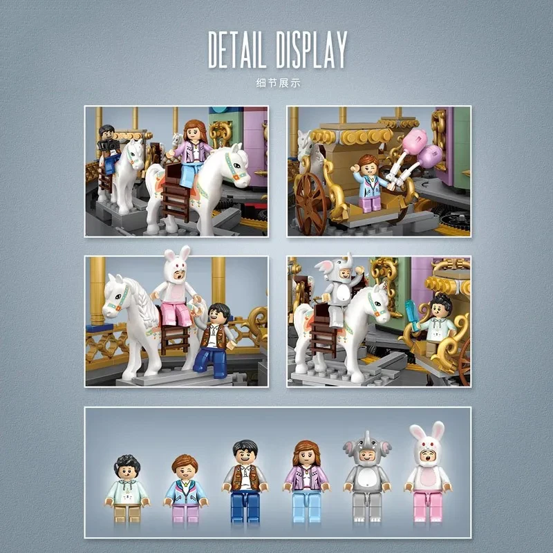 4515Pcs Carousel Playground Huge Building Street View Model Adults