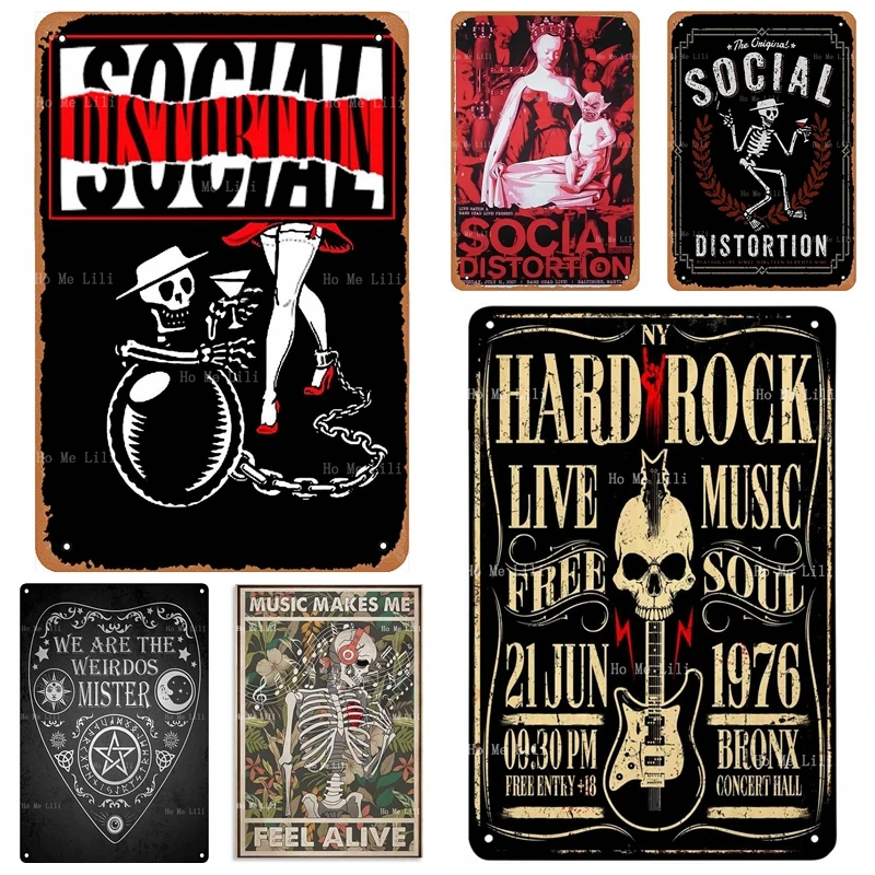 SOCIAL DISTORTION 10 シルクスクリーン　ポスター Social Distortion Music Skeleton Flower Hard Rock Guitar