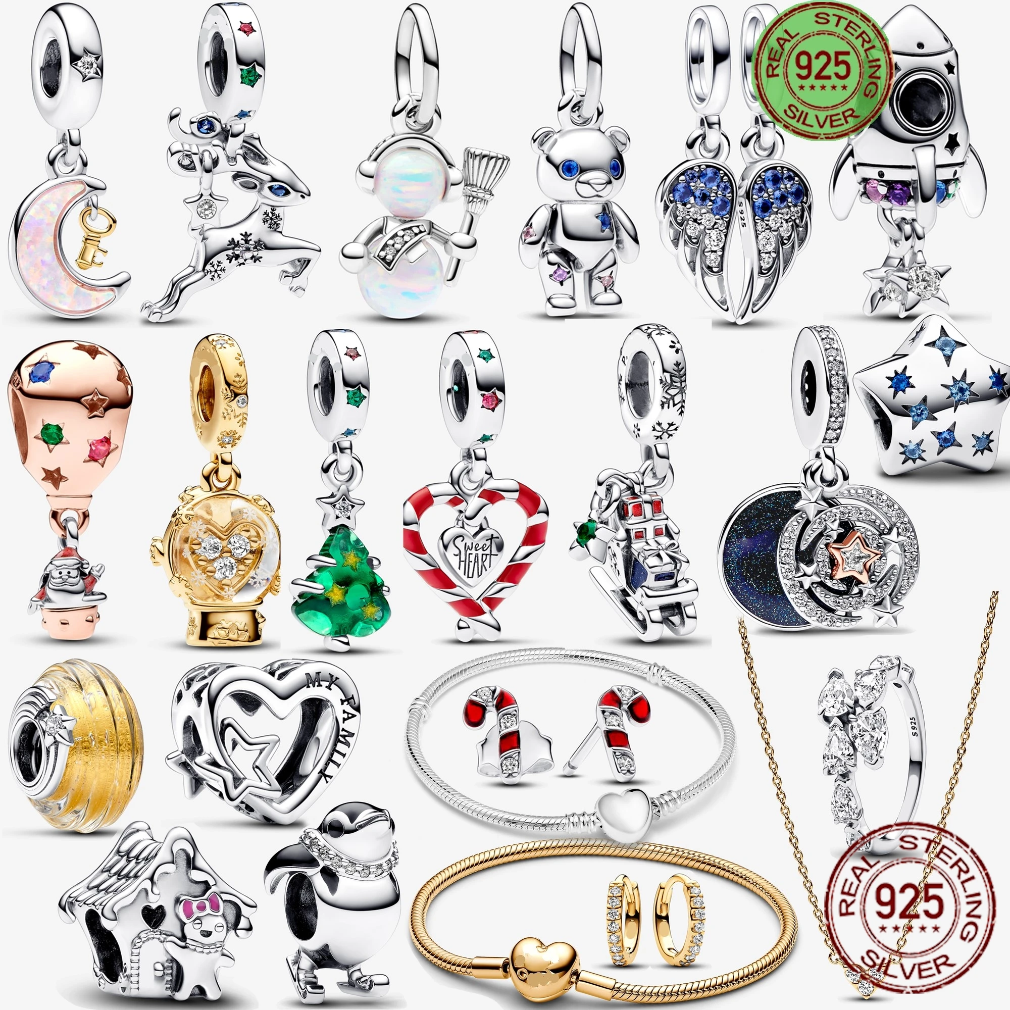 Fashion-Style-Christmas-Car-Tree-Reindeer-Charm-925-Silver-Ring ...