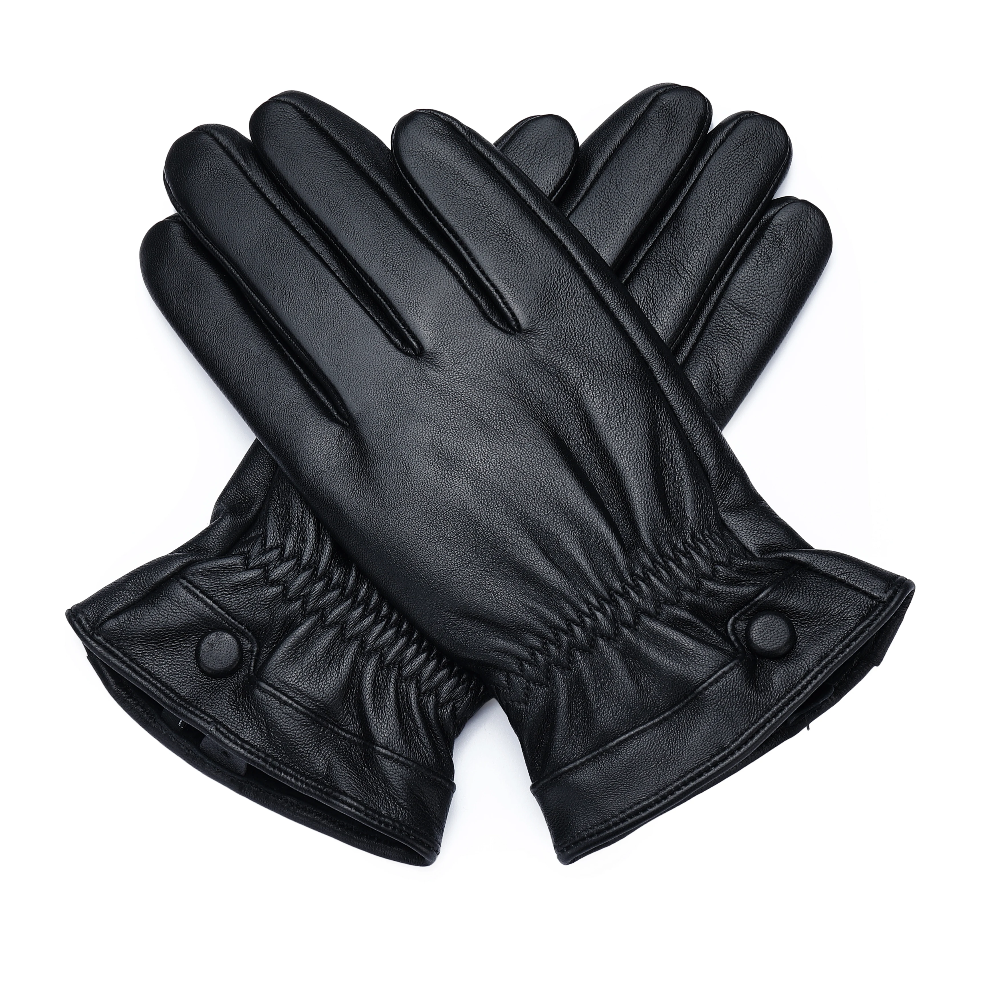 BISON DENIM Men's Genuine Leather Gloves Touch Screen Gloves for Men Winter Warm Mittens Full Finger handschuhe Plus Velvet S019