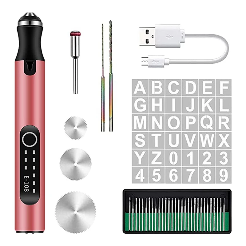 B62B-Engraving Pen Electric Engraving Tool Kit Rechargeable DIY Mini Engraver Etching Pen For Carving Glass Wood Stone