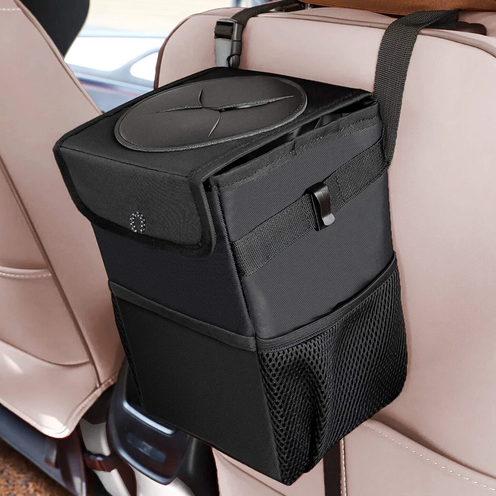 Waterproof Car Trash Can Auto Dustbin Seat Back Foldable Storage Pockets Organizer Auto Trash Bin Garbage Bag Car Accessories
