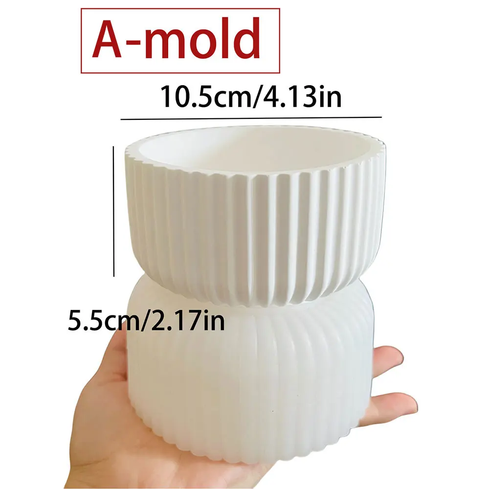 Large Capacity Striped Concrete Vessel Silicone Mold