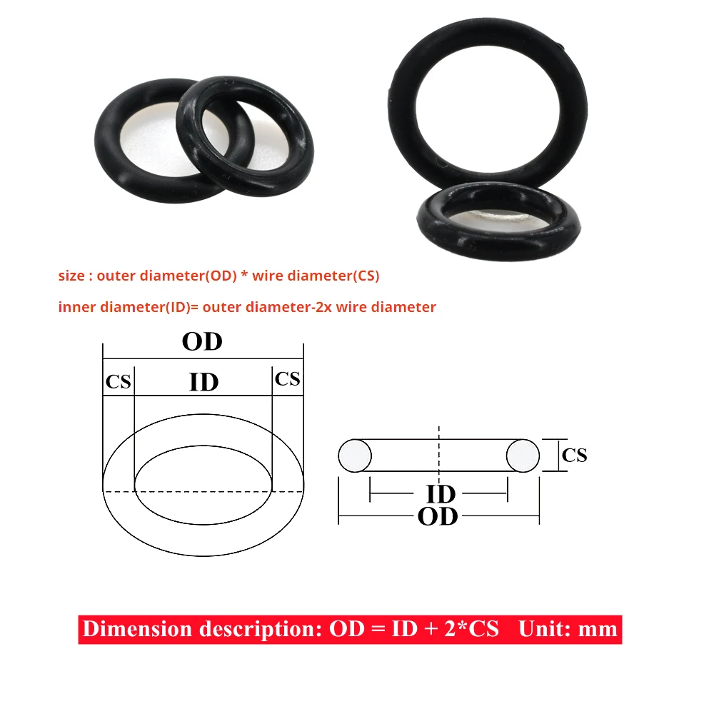 CS1MM-4MM 블랙 NBR O 링 개스킷 고무 도장 링 세트, 수도꼭지 씰링 밸브, 니트릴 고무 고압 방수 와셔