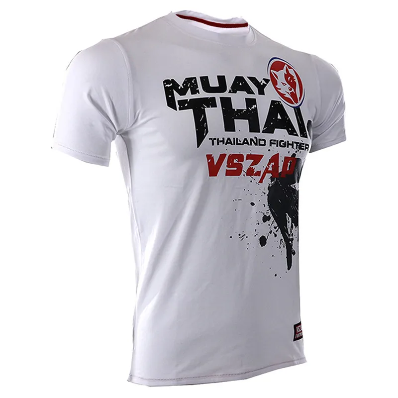 VSZAP-Thai Boxing MMA T Shirt for Men Gym Tee Shirt Fighting Martial Arts Fitness Training Wolf Muay Thai Sports Apparel Mens T Shirt