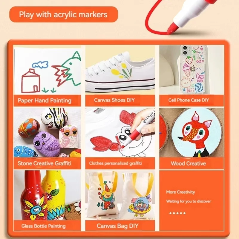 Marker Pens Paint Marker Pen Markers Pen Art Markers Paint Pen Art Marker Pen 36-80 Colors Acrylic Marker Rock Painting Set for Kids Stone Paint Pens Set Ceramic Glass Wood Manga DIY Art Supplies School