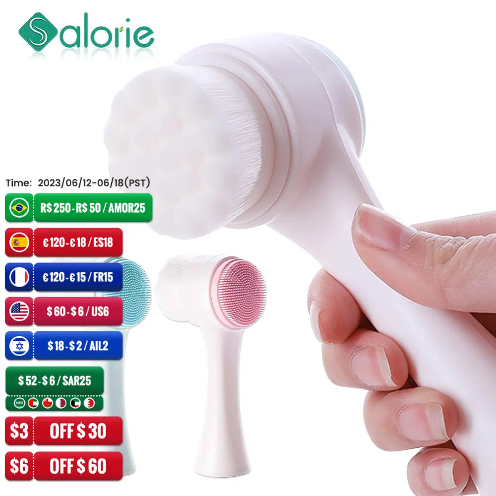 Silica Gel Facial Brush Double Sided Product Pore Cleaner Exfoliating Facial Brush Face Brush