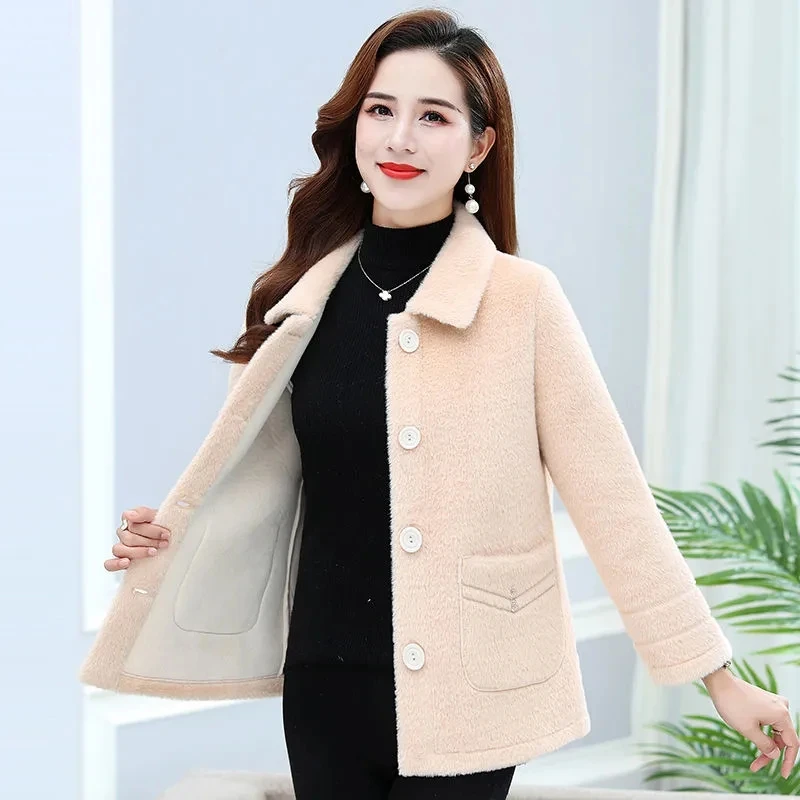 Fur-integrated Gold Mink Velvet Casual Coat Female 2024 New Loose Autumn And Winter Wild Imitation Mink Velvet Mother Warm Coat