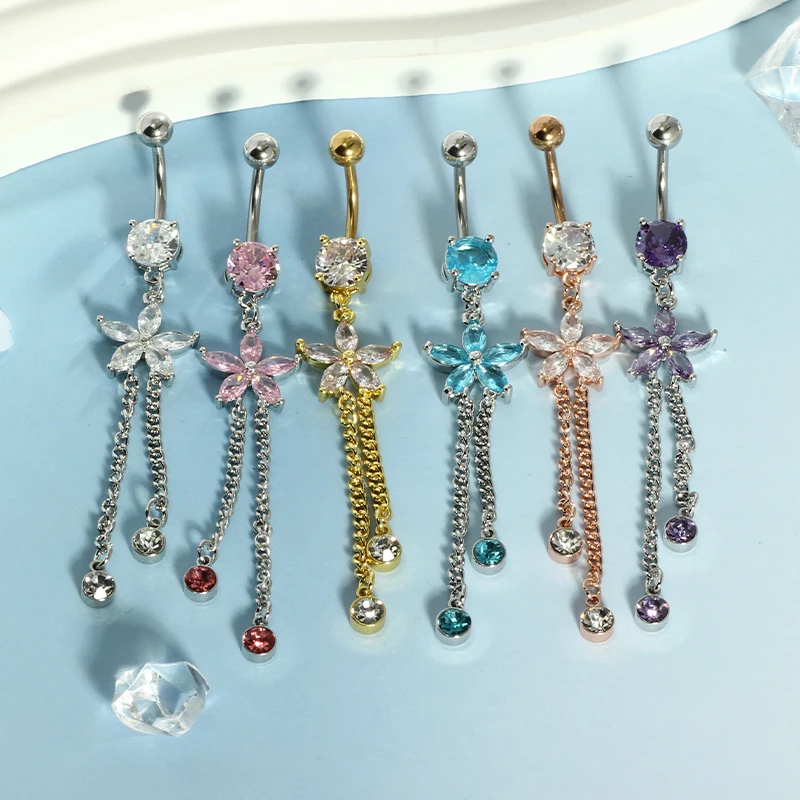 Stainless Steel long Dangling belly rings for women 14G body navel Piercing Jewelry Belly Button Piercings 50pcs