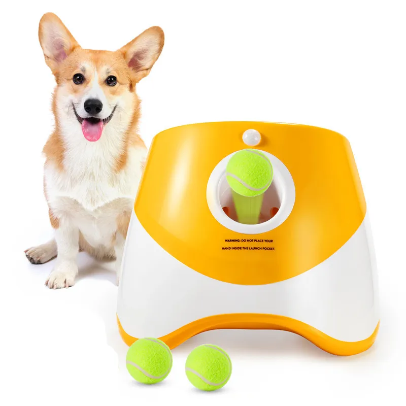 Rechargable Dog Tennis Launcher Automatic Pet Dogs Chase Toy Mini Tennis Throwing Pinball