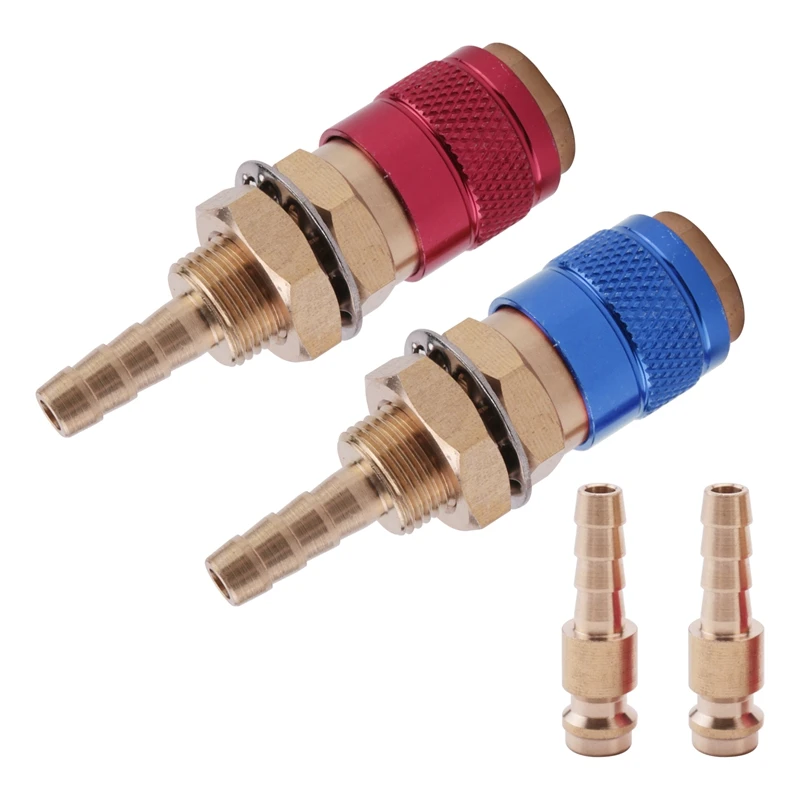 

2Pcs Water Cooled Air Cooled Gas Water Adapter Quick Connector Fitting For MIG TIG Welding Torch Plug, Blue+Red