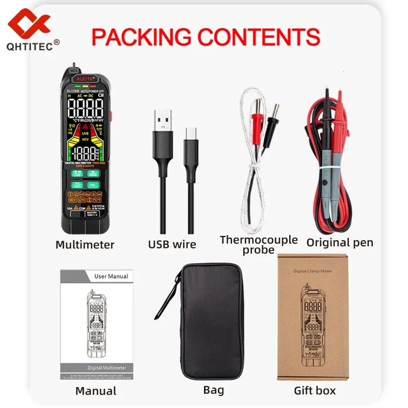 JCD USB Charge Multimetro Digital Profesional AC DC Current Voltage Detector Pen True RMS Capacitance Auto Range Multimeter
