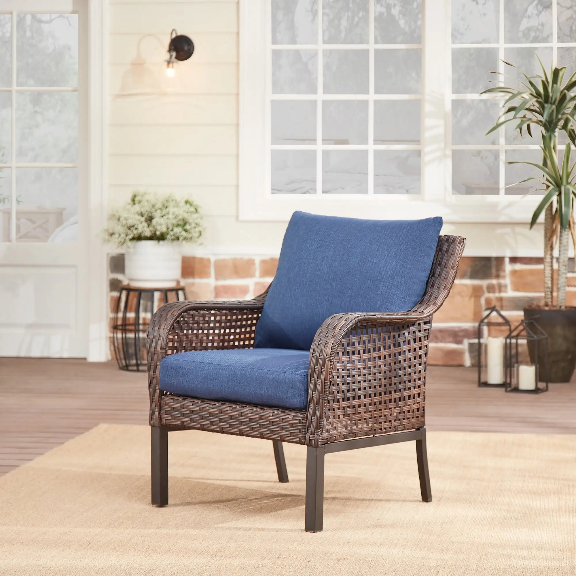 

Mainstays Tuscany Ridge Wicker Outdoor Chair, Blue