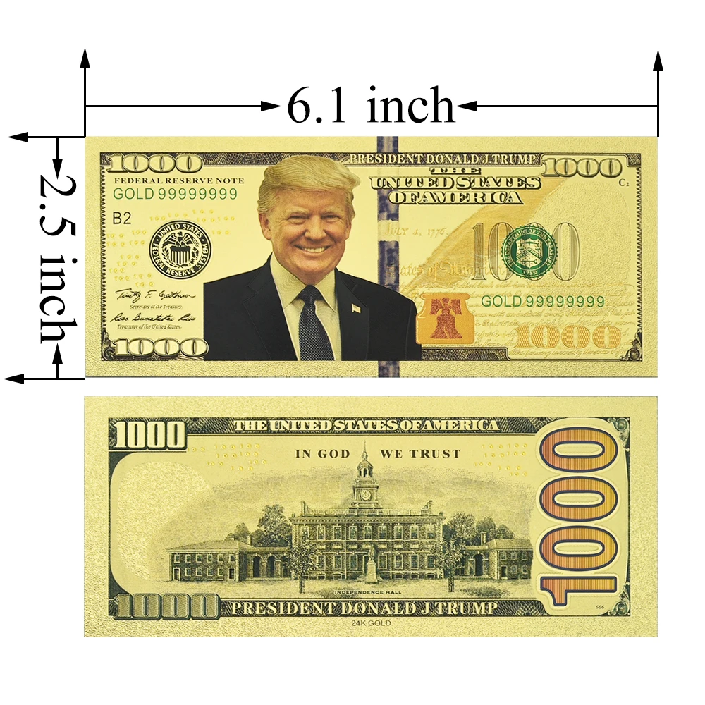 새로운 미국 대통령 도널드 트럼프 1000 미국 달러/5000 미국 달러 금박 지폐 기념 지폐 컬렉션 선물 - AliExpress