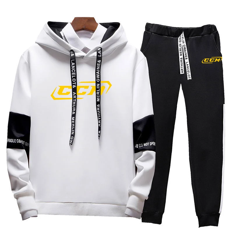CCM 2023 men's new tricolor hoodie with sportswear+pants 2-piece set