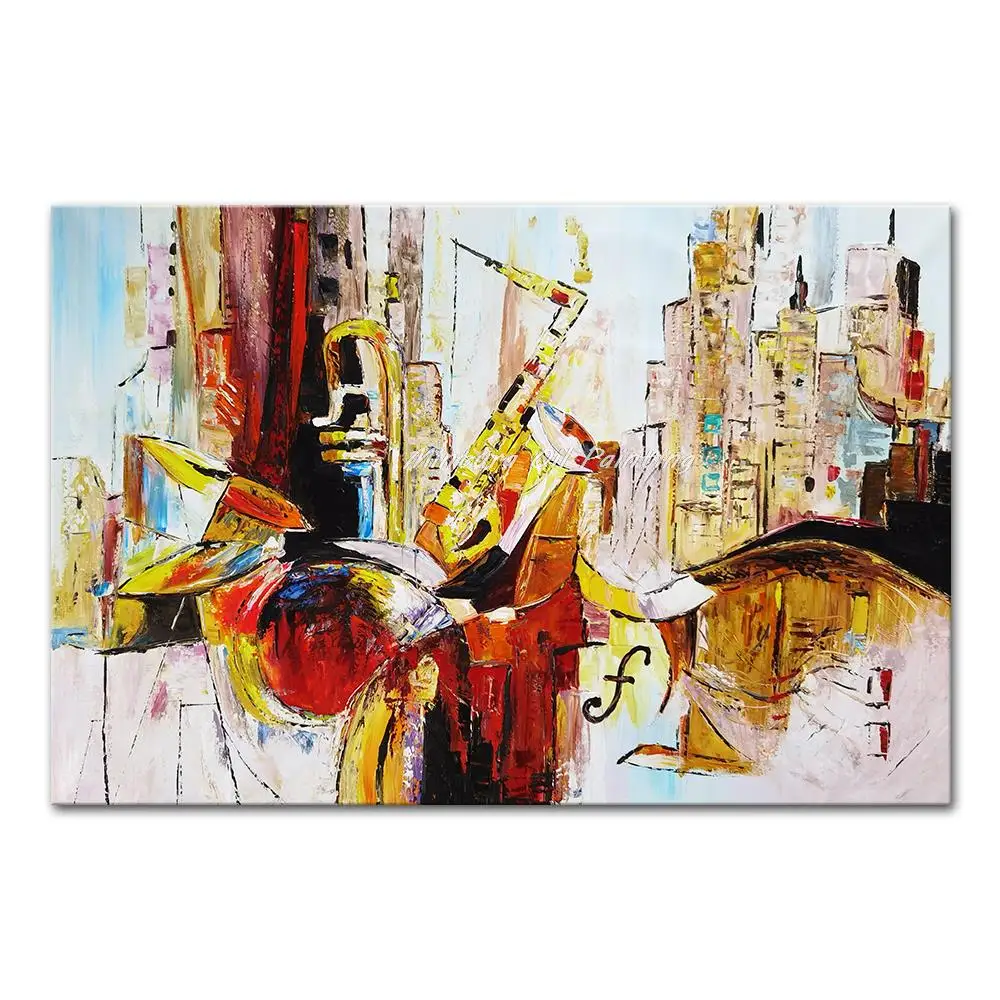 

Mintura Hand-Painted Handmade Oil Painting on Canva Abstract Instrument And City Map,Home Decor Wall Art,for Living Room Artwork