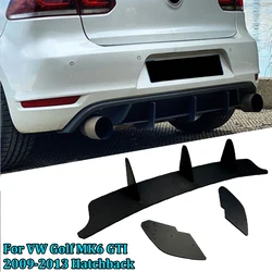For VW Golf MK6 GTI 2009-2013 Hatchback Glossy Rear Bumper Lip Diffuser Spoiler Splitter 4Fin Rear Diffuser Spoiler Car Tuning