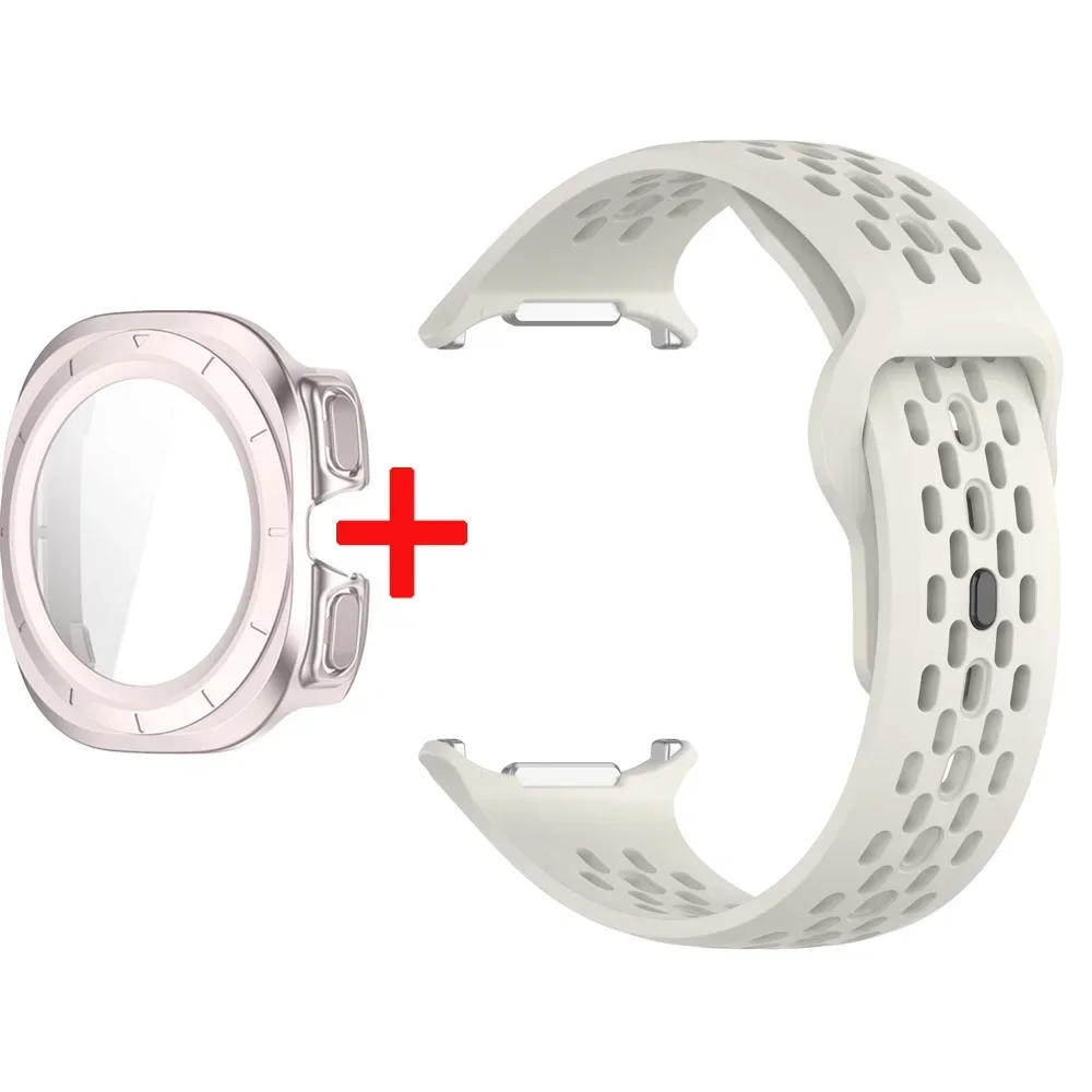 Silicone Sport Watchband with Tempered Glass Cover