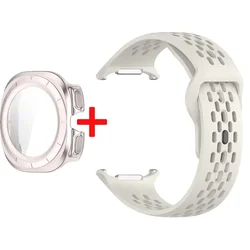 Silicone Sport Watchband with Tempered Glass Cover for Galaxy Ultra 47 (Star-Pink)