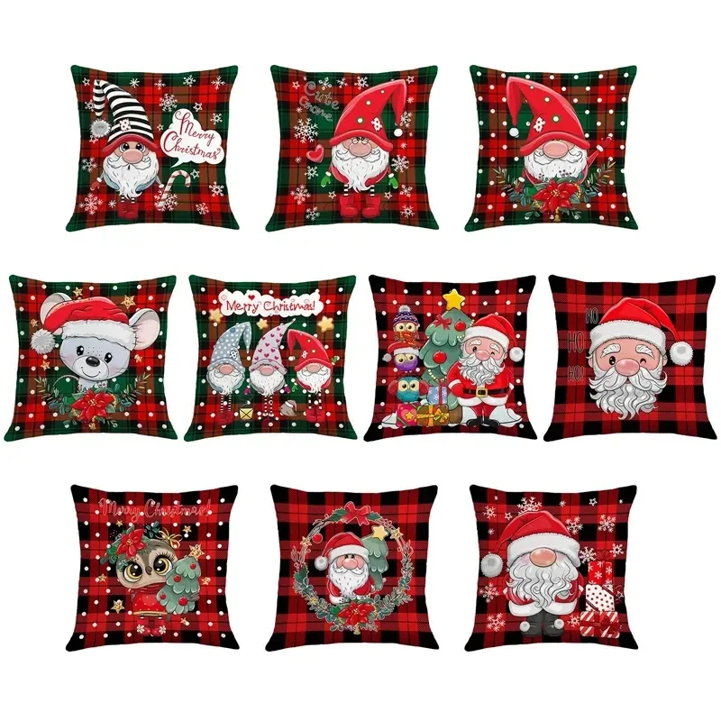 

Creative Christmas Cushion Cover Merry Christmas Decor Double Sided Pillow Cover Cartoon Santa Claus Snowman Pillowcase DF1895