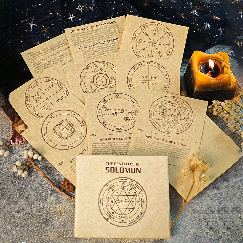 46 Pcs/Set Magic Page Writing Paper Solomon Seal Paper Solomon Pentacle Printed Writing Paper Blank Paper for Postcard Witchcraf