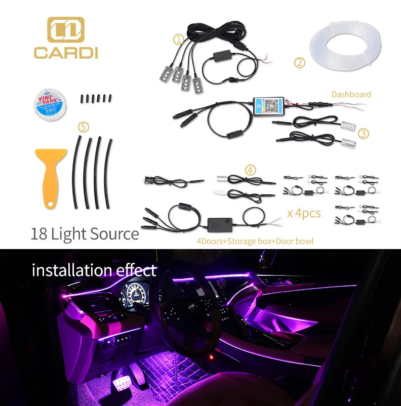 Universal automobile ambient led atmosphere neon led light strip interior accessories for car