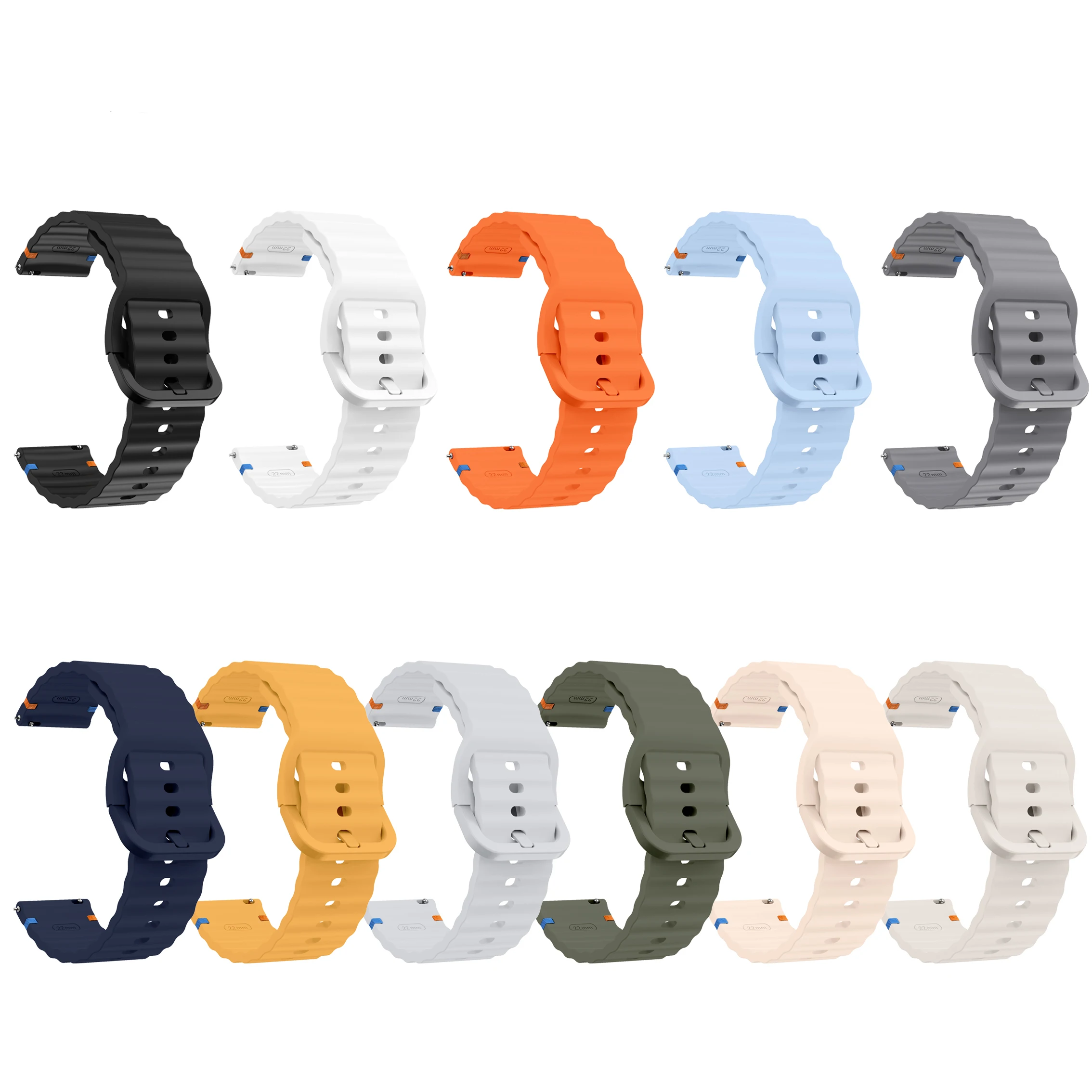 Premium 22mm Silicone Sport Watch Strap - Universal Replacement Wristband Bracelet