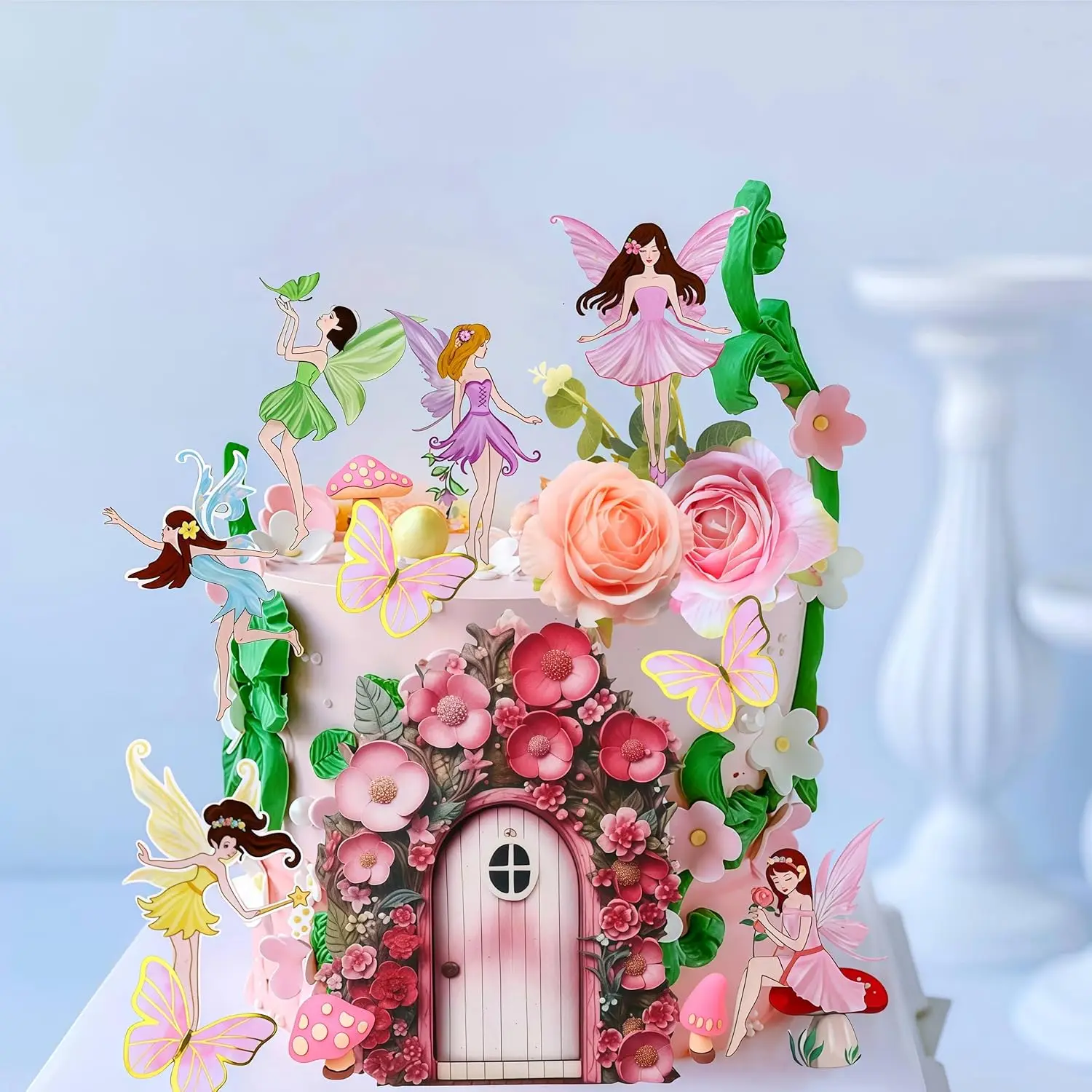 Fairy Cake Toppers Mushroom House Cake Decor Butterfly Cake Decor Fairy  Garden Topper Fairy Party Supplies Flower Cupcake Topper - AliExpress, image size:1500x1500