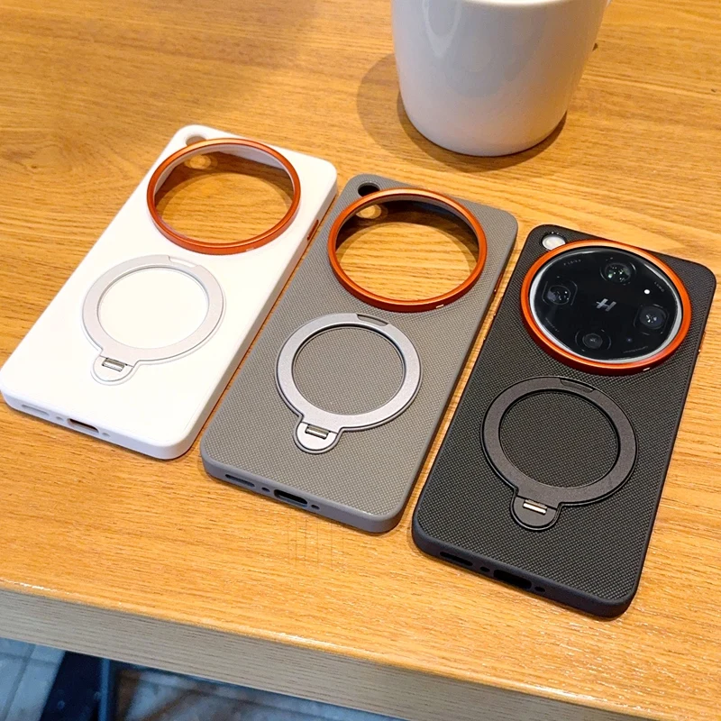 Premium ELVEV Magnetic Luxury PU Leather Case with Rotatable Ring Stand Cover, Anti-Fall Design