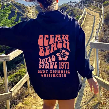 2025 Fashion Trend Ocean Beach Hoodie; Casual Hoodie Tumblr Sports T-shirt; Trendy Loose Hoodie 4