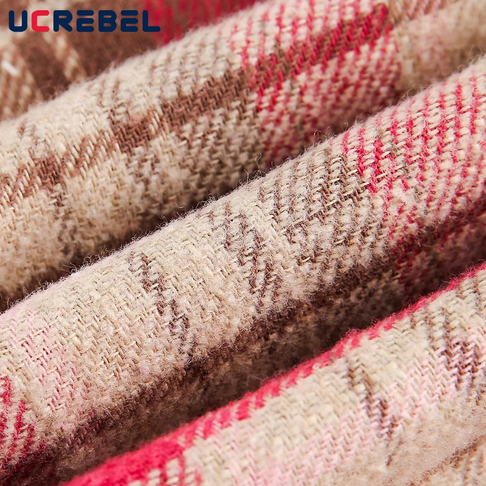 Mens Plaid Long Sleeve Shirts Spring Loose Fit