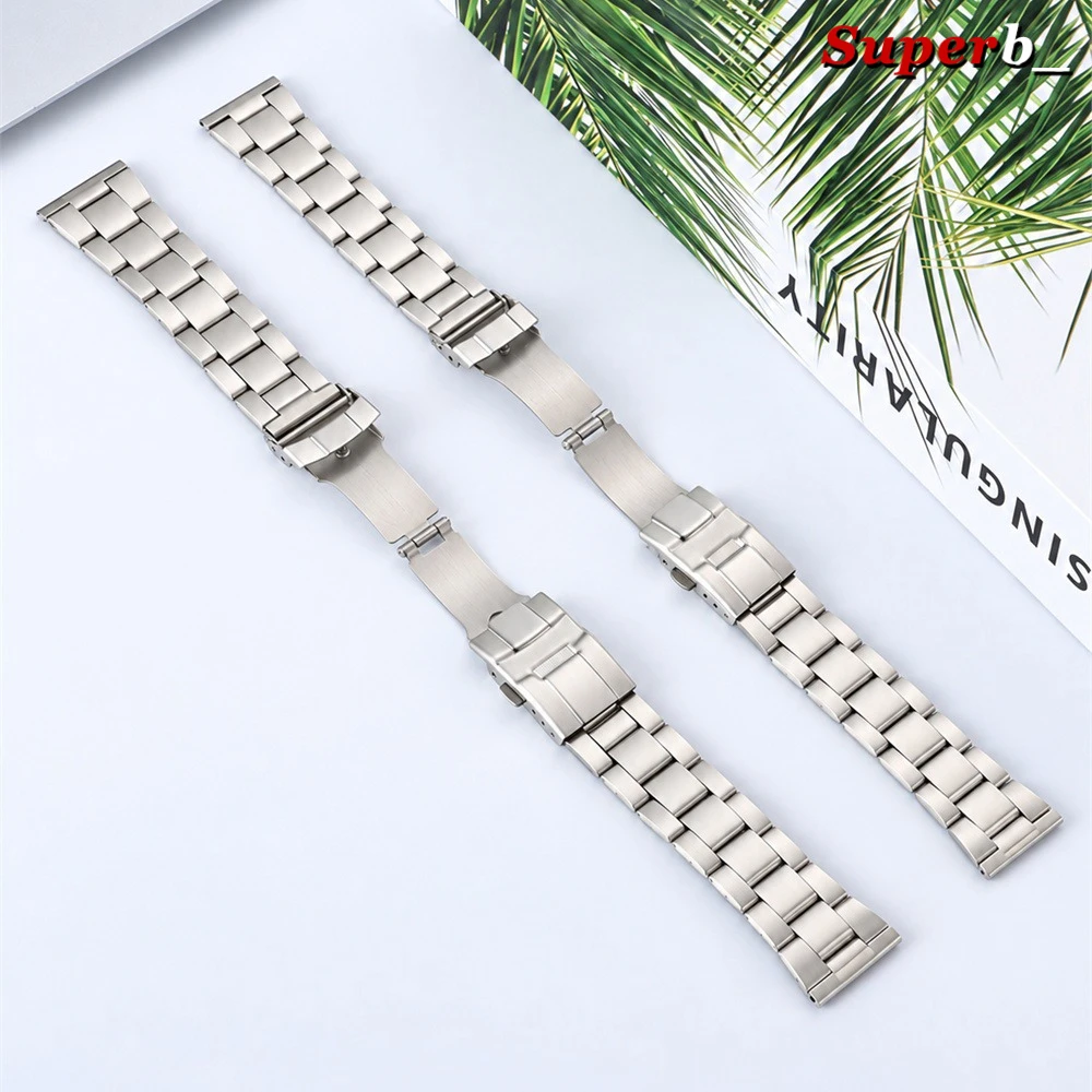 Stainless Steel Silver Watch Strap with Folding Buckle