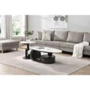 2-Piece Modern Oval Decorative Coffee Table with White Faux Marble Top and Black Metal Base and 1 Drawer, Coffee Table 5