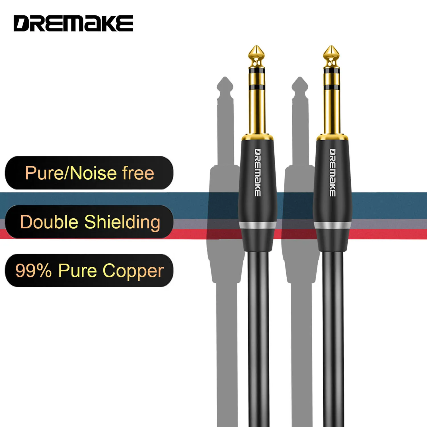 Cavo Audio Stereo 1/4" TRS A 2 RCA - 2 Metri (6,6ft) - Conduttori In Rame OFC, Schermato Per Segnale Pulito