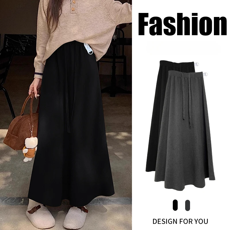 Autumn Winter Pregnant Woman Knitting Skirts Adjustable Waist Irregular Large Hem Maternity Umbrella Skirt Pregnancy Maxi Skirts