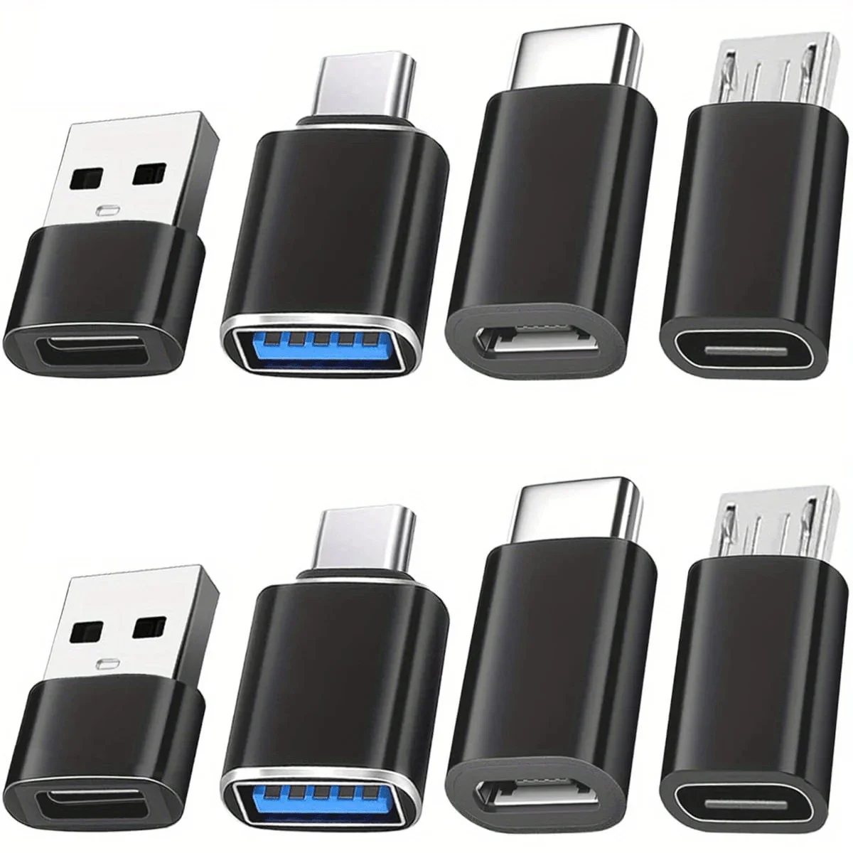 Adaptateur USB Cto USB, paquet de 8, USB C mâle vers USB3.0 femelle, adaptateur Micro USB vers USB C prenant en charge la charge et le transfert de données rapides