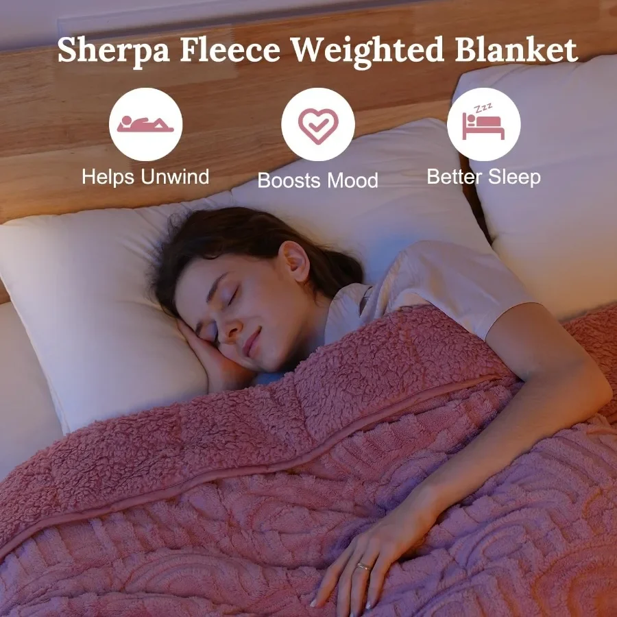 Sherpa Fleece Adult Weighted Blanket Ideal for Sleep and Relaxation 20 lbs Dual Sided Soft Fuzzy Heavy Blanket Perfect for Couc