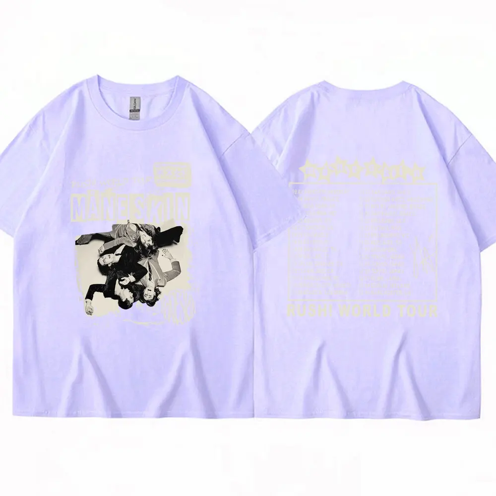 男性と女性のためのmaneskin Rush world Tour Tシャツ、特大の