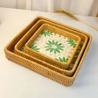 Colorful Shell Rattan Woven Tray Creative Handmade Fruit Plate Jewelry Storage Tray Home Counter Decoration 2