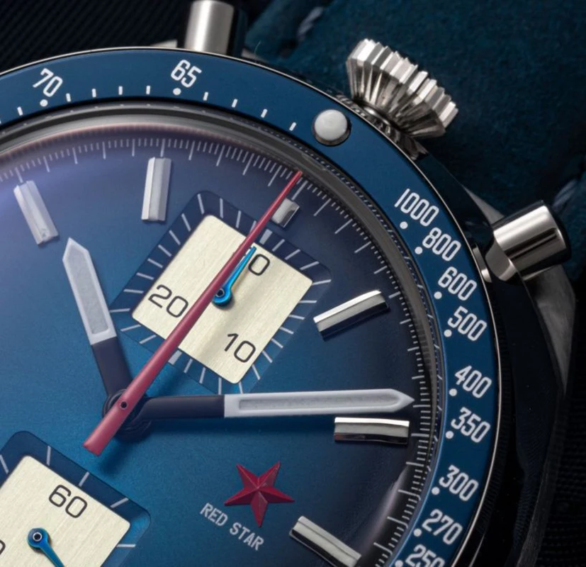 RED STAR 42mm Bull Head with Seagull Movement 1963 Chronograph