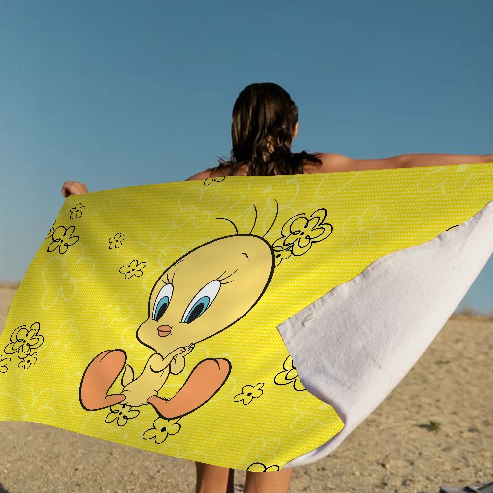 Yellow Cartoon T-Tweetys Bird Beach Towels Shower Towel Sauna Travel Spa Microfiber Quick Dry Gym Accessories Cute Room Decor 4