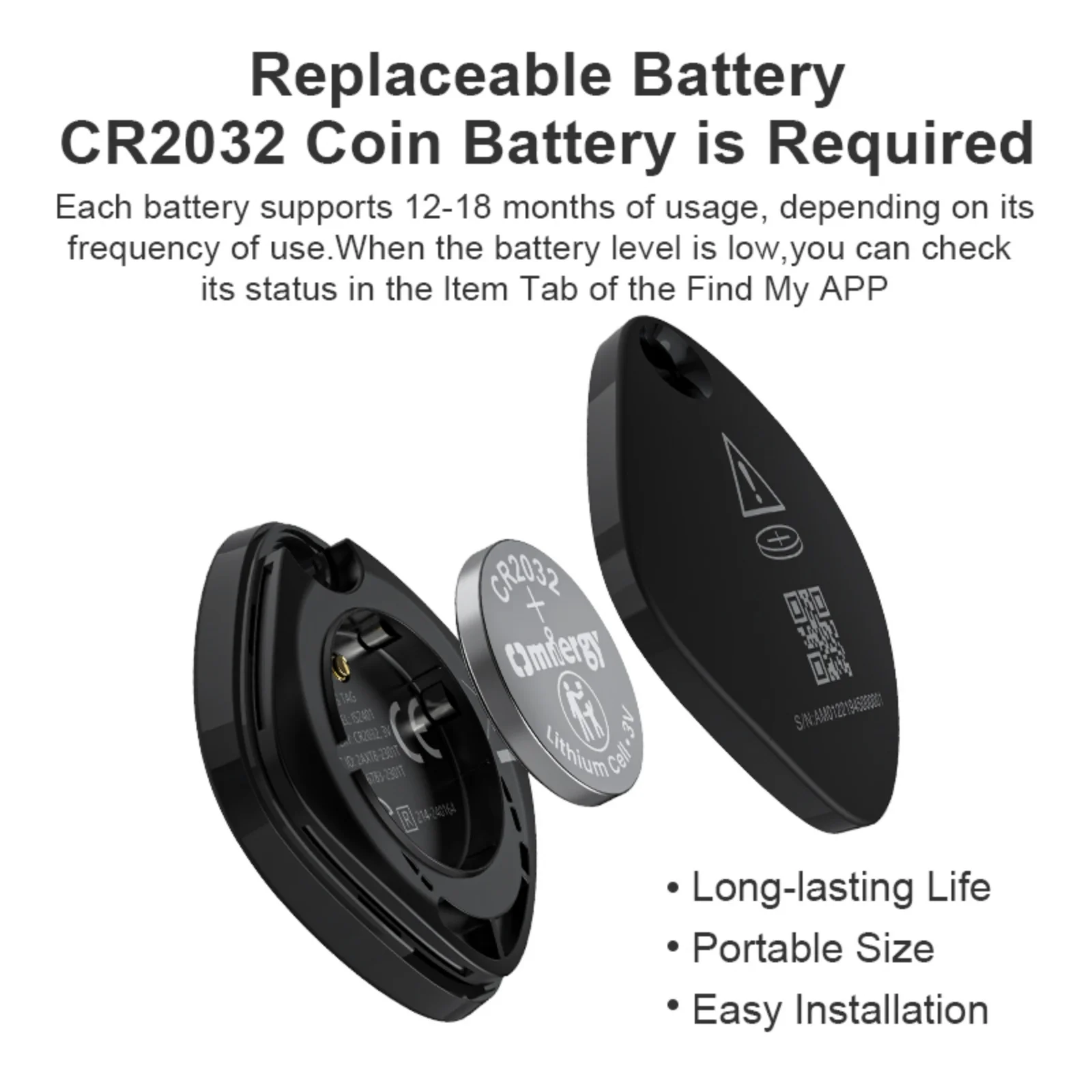 isooco Mini Tracker Bluetooth Locator Keychain Smart tag Item Finder Anti-lost Device Replaceable Battery Use with Find My