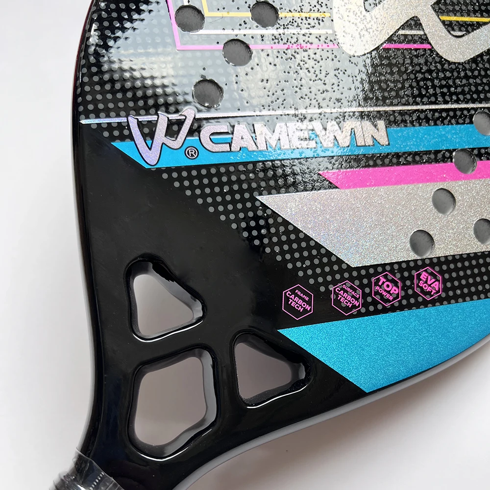 Professional 3K Carbon Fiber Beach Tennis Racket Men Women High Quality Rough Surface Racquet with Bag Cover