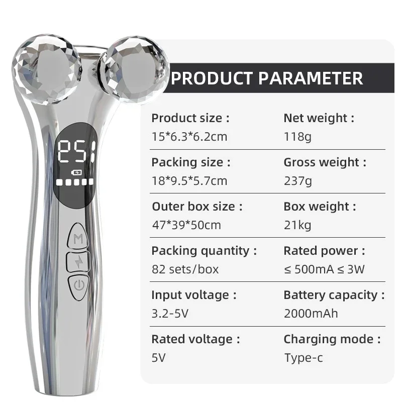 Facial Electric Face Lifting Roller Massager EMS Microcurrent Face Skin Tightening Rejuvenation Massage Skin Beauty Care