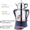 Korkmaz Tea Maker Set | Stainless Steel Samovar, Electric Teapot Set for Gift, Housewarming, Family Gathering | Inox-Rose Gold, 2