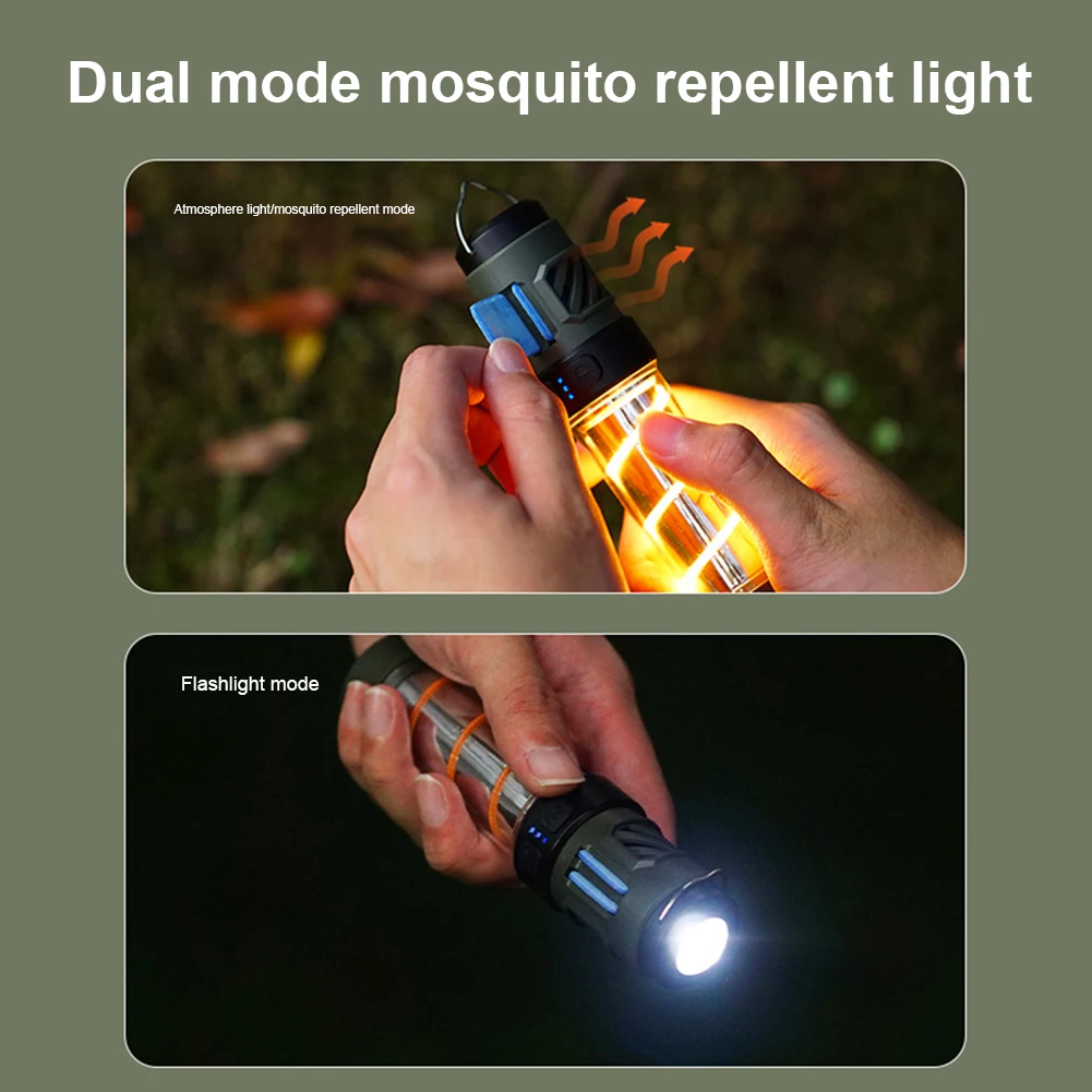 3 in 1 Mosquito Repeller Lamp USB Rechargeable Portable LED Flashlight Waterproof Night Fishing Lights with Tripod for Outdoor