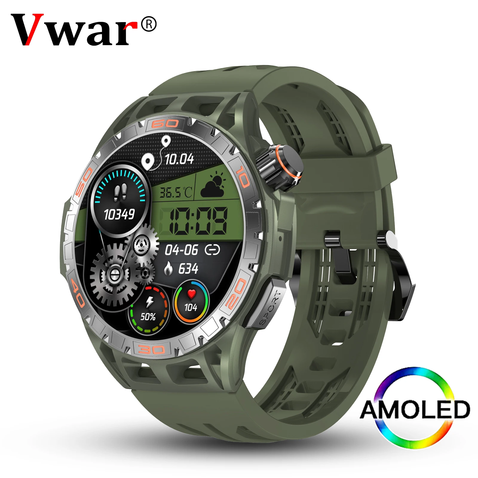 Smart Watch Militare Amoled Schermo Sempre Attivo Ip68 Impermeabile Tactical Rugged Smartwatch Men Bluetooth Call Per Xiaomi Samsung